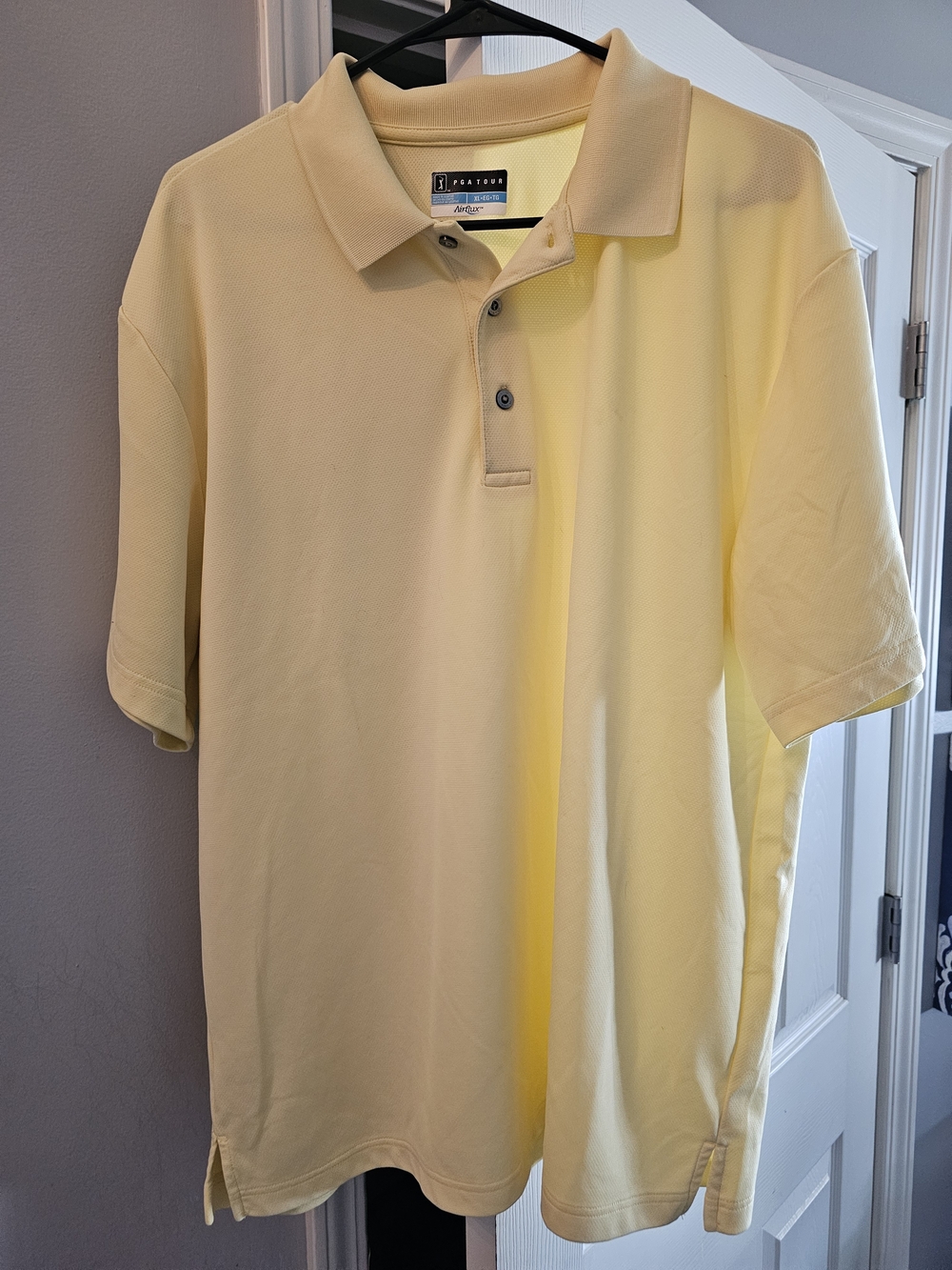 PGA TOUR Men’s XL Airflux Golf Polo Shirt Yellow Short Sleeve Performance